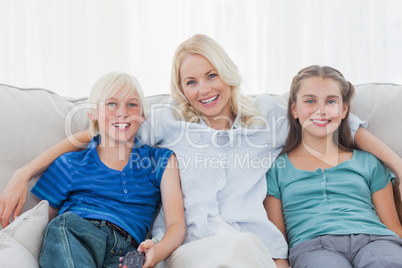 Woman posing with children