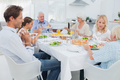 Extended family at the dinner table