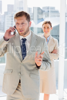 Businessman talking on phone