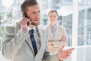 Businessman having phone conversation