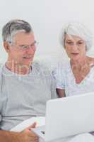 Mature couple using a laptop