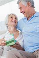 Husband giving a gift to wife