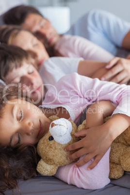 Cute family napping together