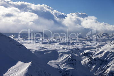 snow plateau in clouds