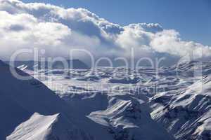snow plateau in clouds