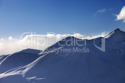 winter mountains in evening