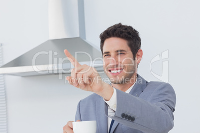 Businessman waving at someone