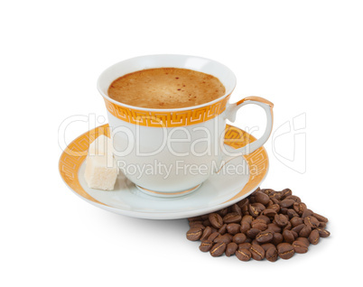 cup of coffee on a white background