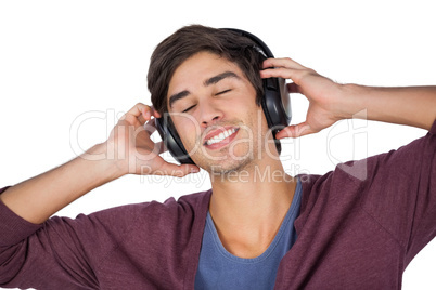 Young man enjoying music