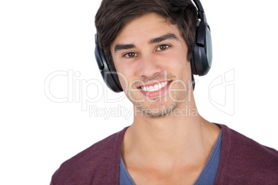 Handsome man listening music