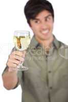 Man with white wine glass