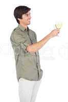 Happy young man with wine glass