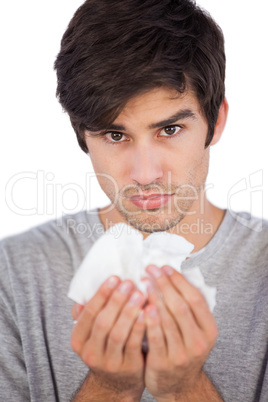 Man using handkerchief