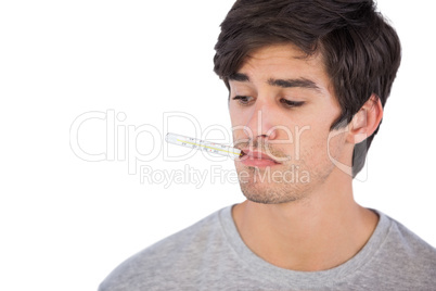 Man with thermometer in his mouth
