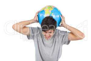 Man suffering because of a globe