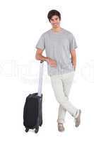 Standing man with his suitcase