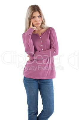 Worried woman with arms crossed