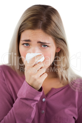 Woman using handkerchief