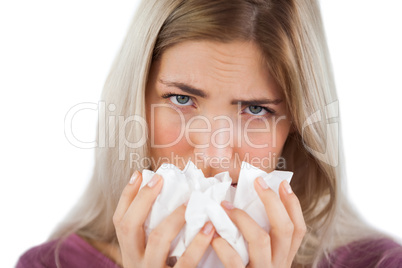 Portrait of a woman using handkerchief