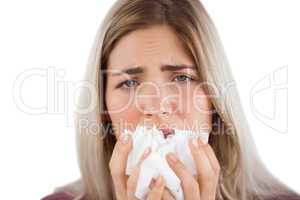 Tired woman having a flu