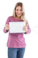 Woman looking at her tablet pc