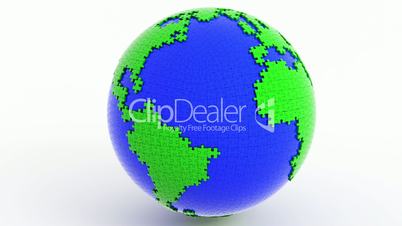 Rotating isolated globe (earth) from puzzle.