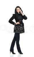 glamorous woman in a black coat