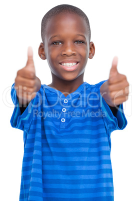 Smiling boy with thumbs up