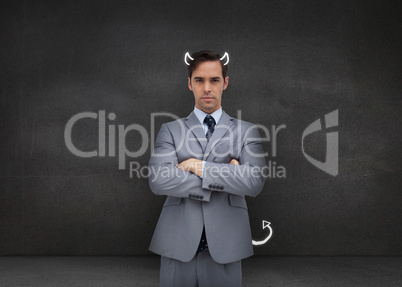 Serious businessman representing the demon