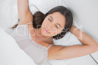Overview of a pretty woman napping