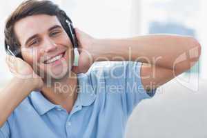 Portrait of a man enjoying music