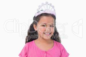 Little girl wearing tiara for a party