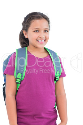 Little girl wearing book bag