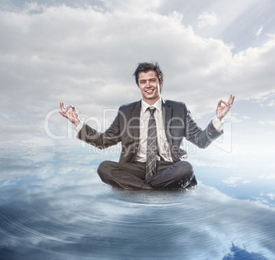 Businessman meditating