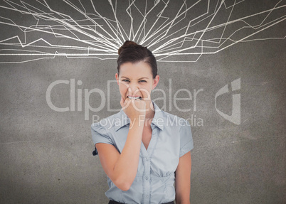 Attractive businesswoman biting her fist