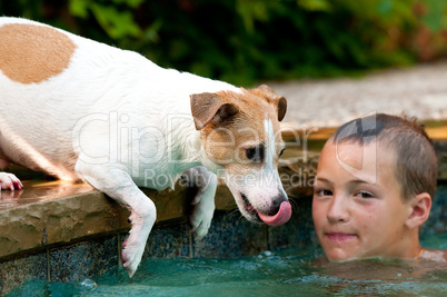 Boy and his Jack Russell dog