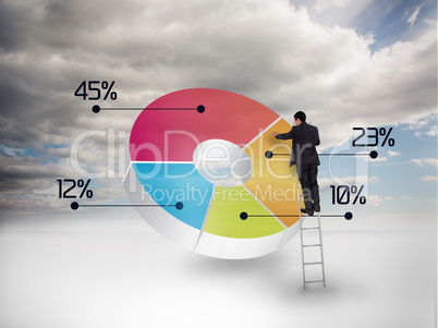 Businessman drawing a colorful pie chart