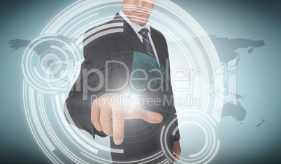 Businessman selecting a futuristic dial