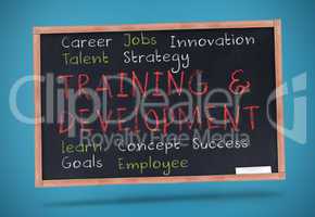 Training and development terms written on a chalkboard