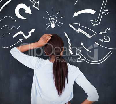 Rear view of a woman having an idea