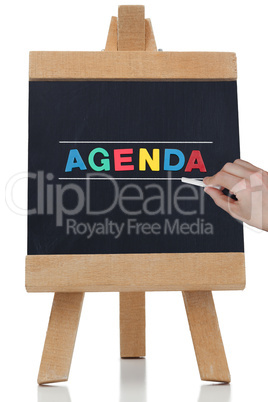 Agenda written in colored letters