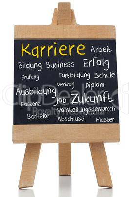Career written in yellow with a chalk in german