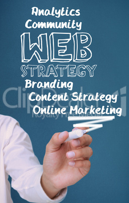 Businessman writing web strategy