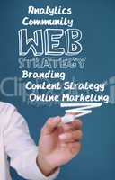 Businessman writing web strategy