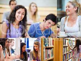 Collage of pictures showing students