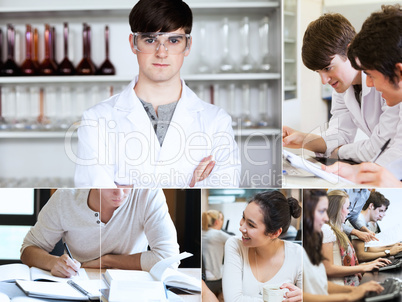 Collage of students during their lectures