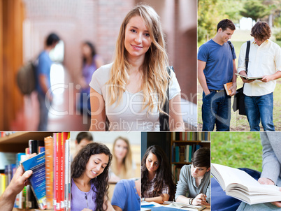 Collage of students at the university