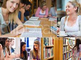 Collage of students in the library