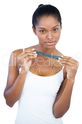 Woman holding nail file