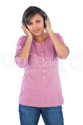 Beautiful woman listening to music